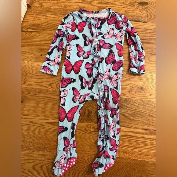 Little Bum Bums Baby Girl Butterfly Pajamas size 9-12 Months - Picture 1 of 9